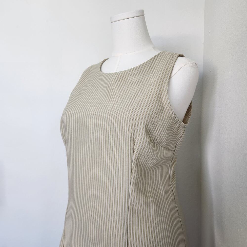 Vintage 90s Lisa Jo Cream Pinstripe Sheath Dress & Blazer Set Preppy Office L - Picture 8 of 16